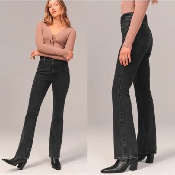 Abercrombie & Fitch Curve Love The 70s Vintage Flare Ultra High Rise Jean Short - Picture 1 of 12